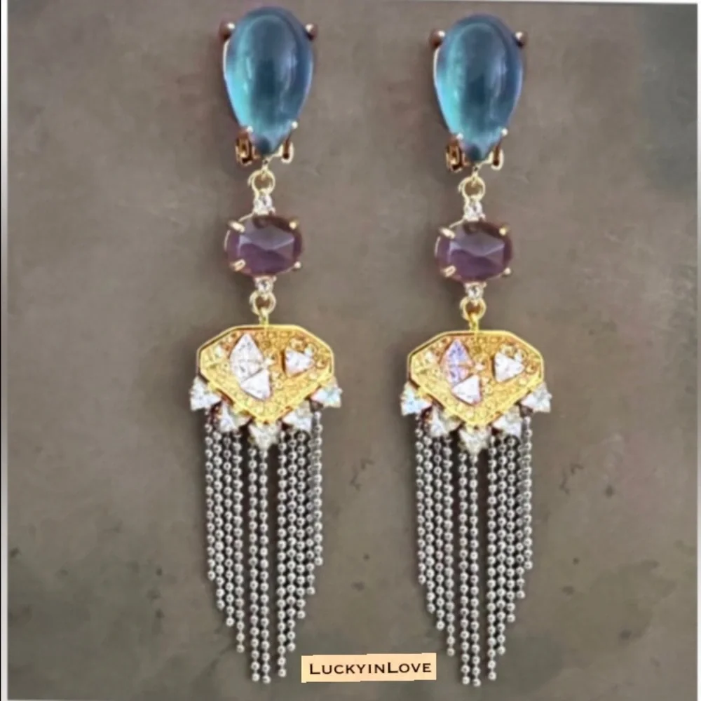 ALEXIS BITTAR • Chandelier Elements Delphian Tassel Clip on Earrings